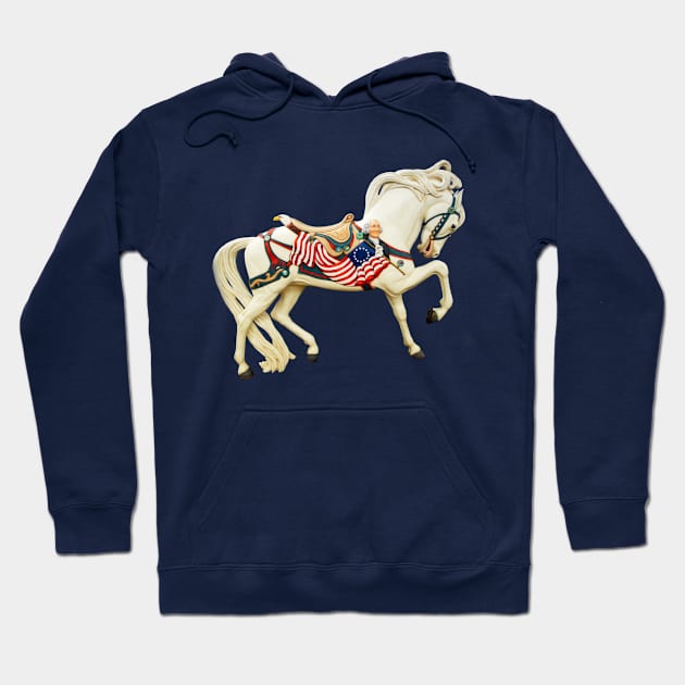 Carousel Animal Patriotic Horse Photo Hoodie by DeniseBruchmanPhotography